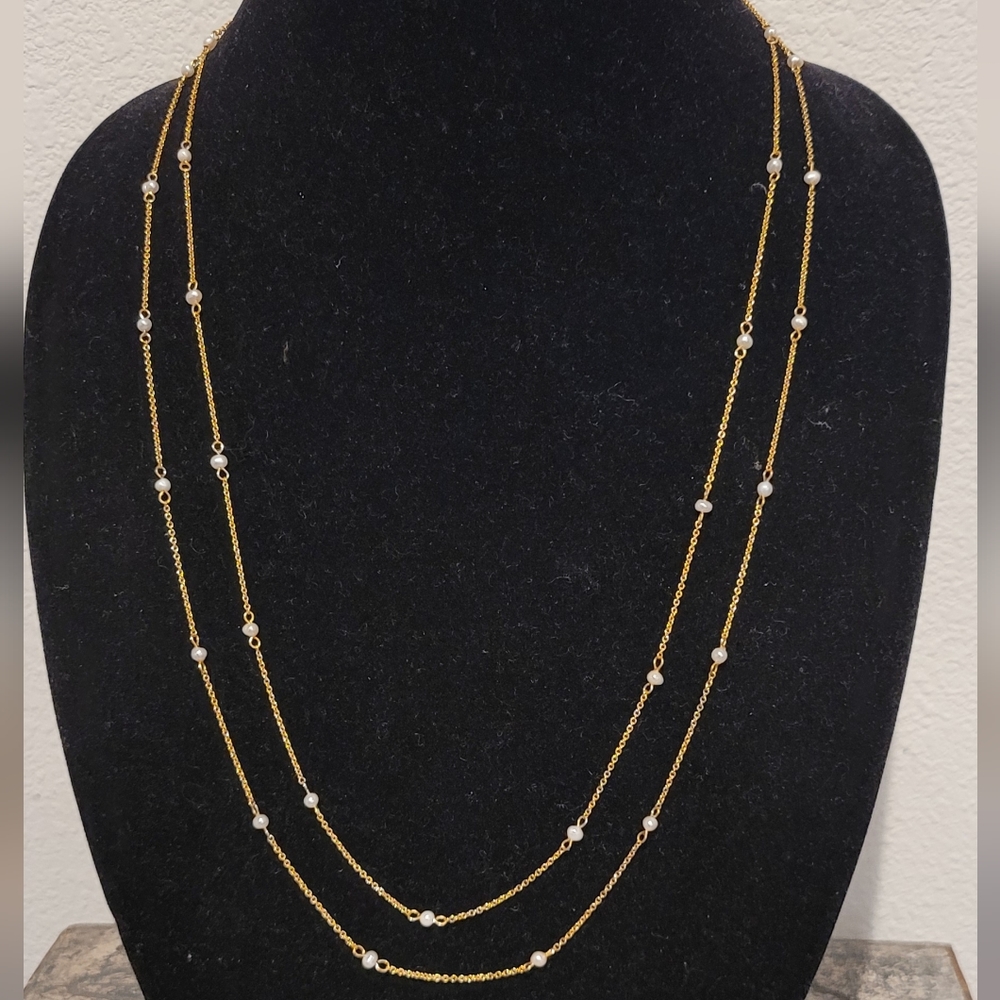Infinate gold chain with pearls